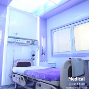 آسمان مجازی بالای تخت بیمار در فضای درمانی